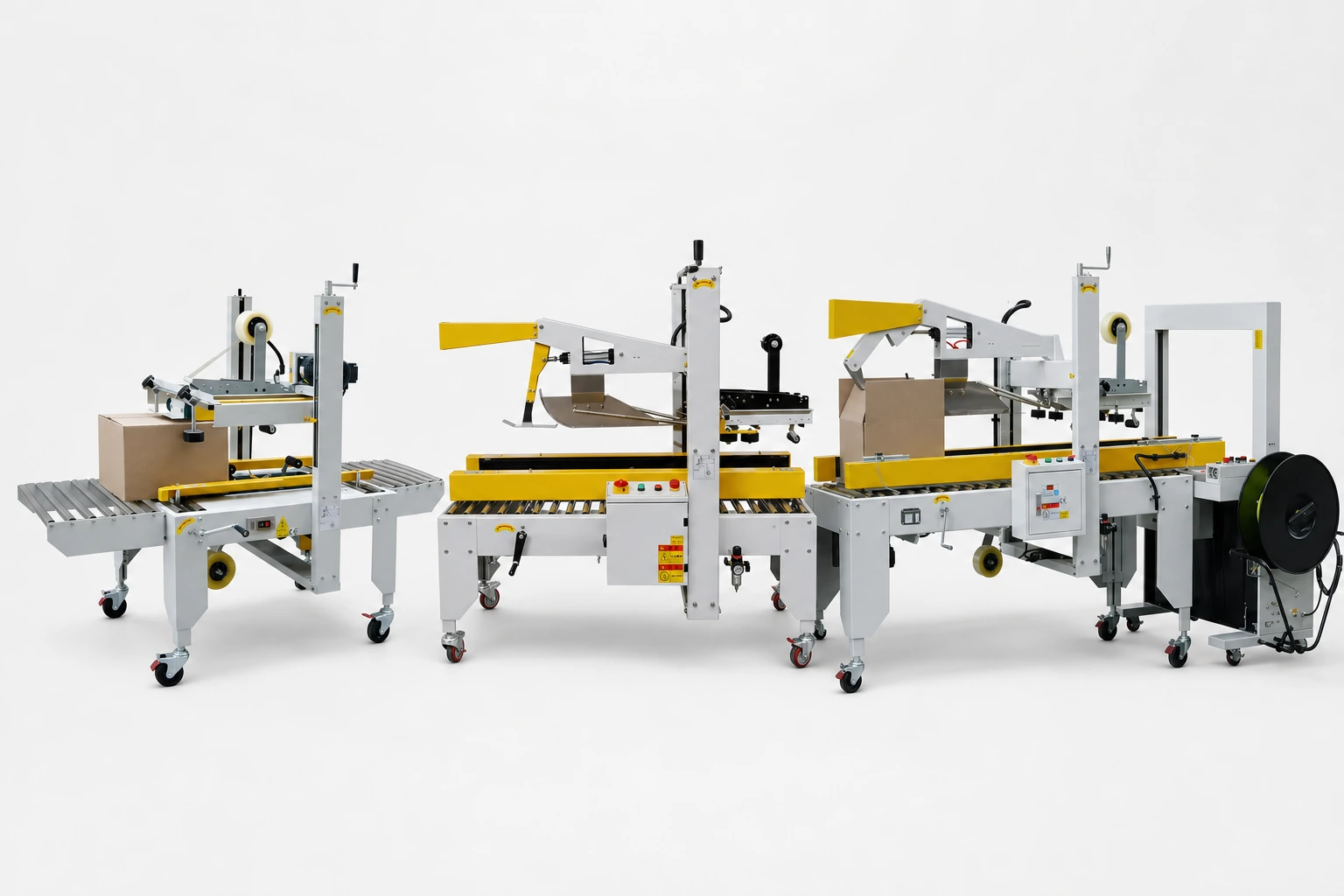 Box erecting and carton sealing machines